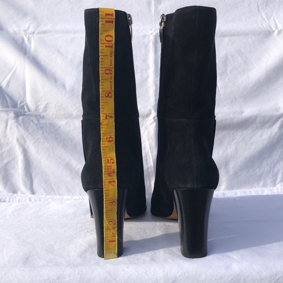 Anne Klein Black Suede Mid Calf High Heel Boots w/Square Toe - Picture 7 of 16